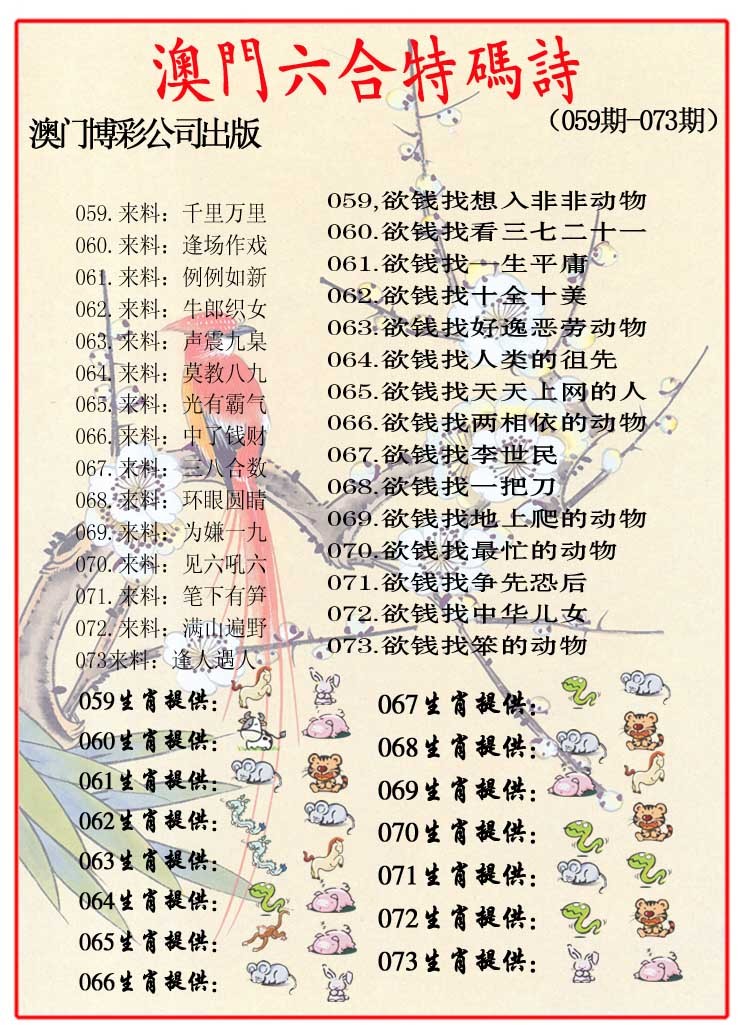 2025073期内部特码诗