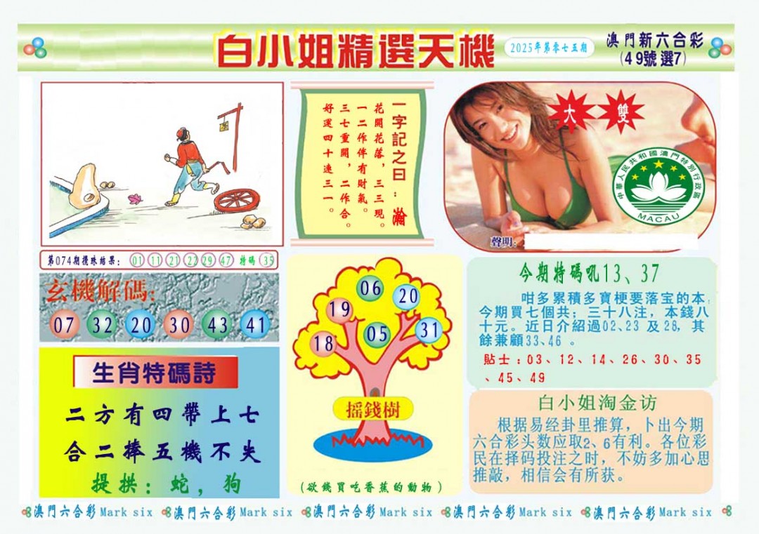 2025075期白小姐精选玄机A