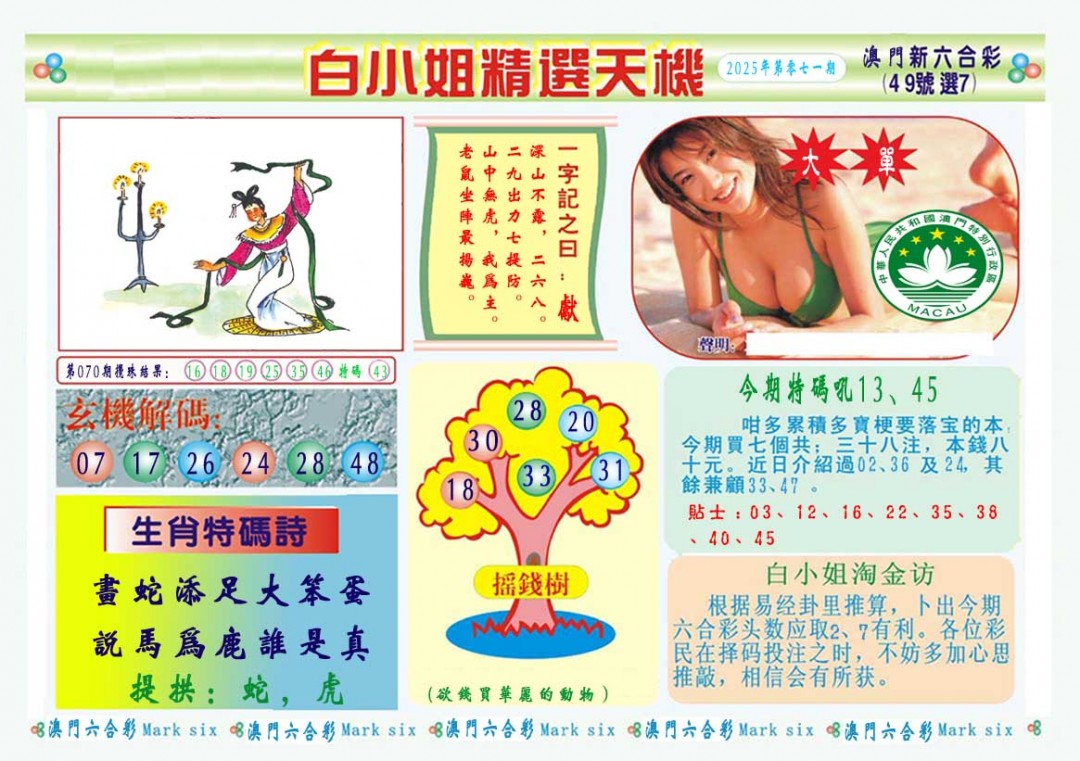2025071期白小姐精选玄机A