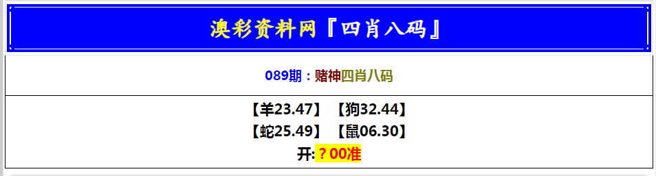 2025089期赌神四肖八码