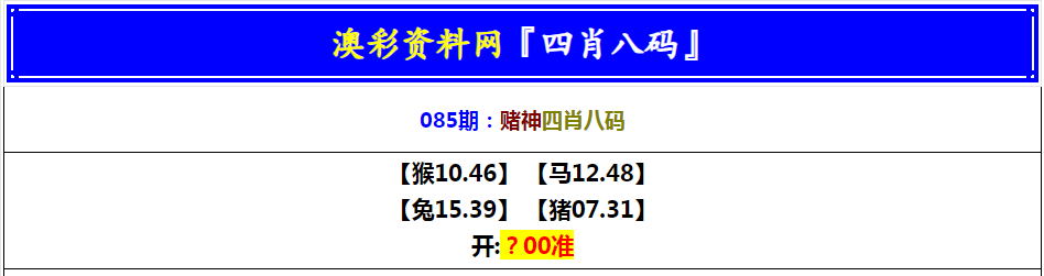 2025085期赌神四肖八码
