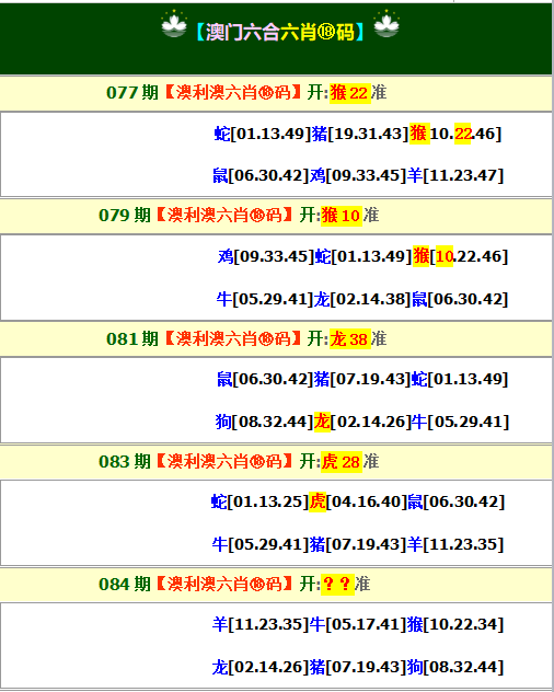 2025084期澳利澳六肖18码