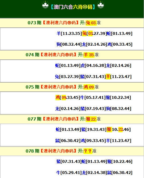 2025078期澳利澳六肖18码