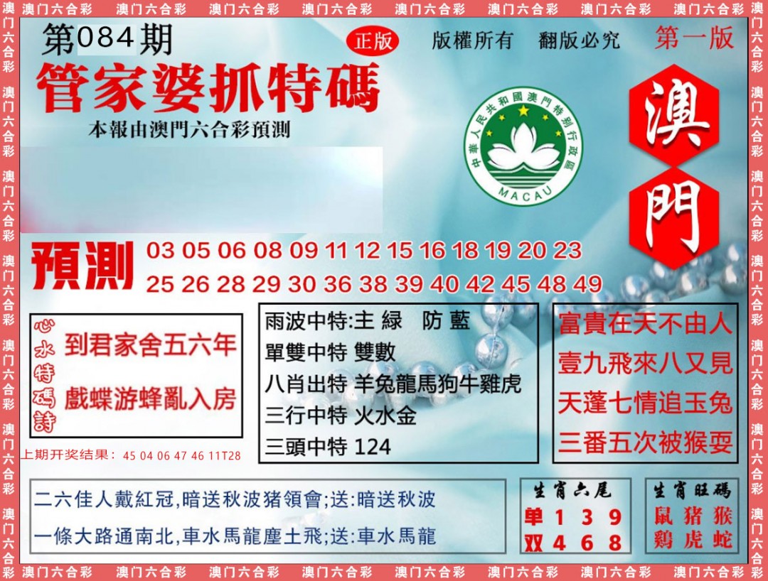 2025084期管家婆抓特