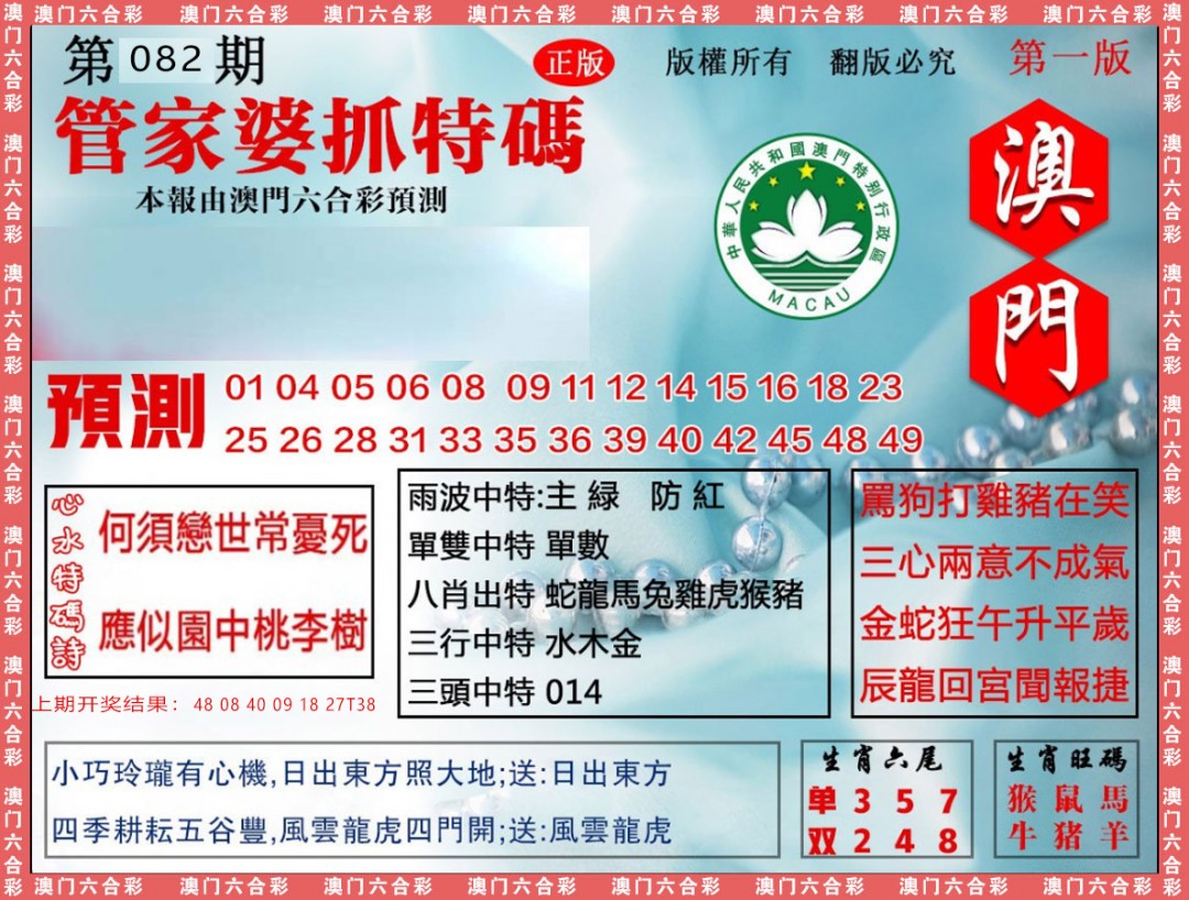 2025082期管家婆抓特
