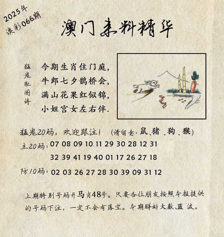 2025066期澳门来料精华