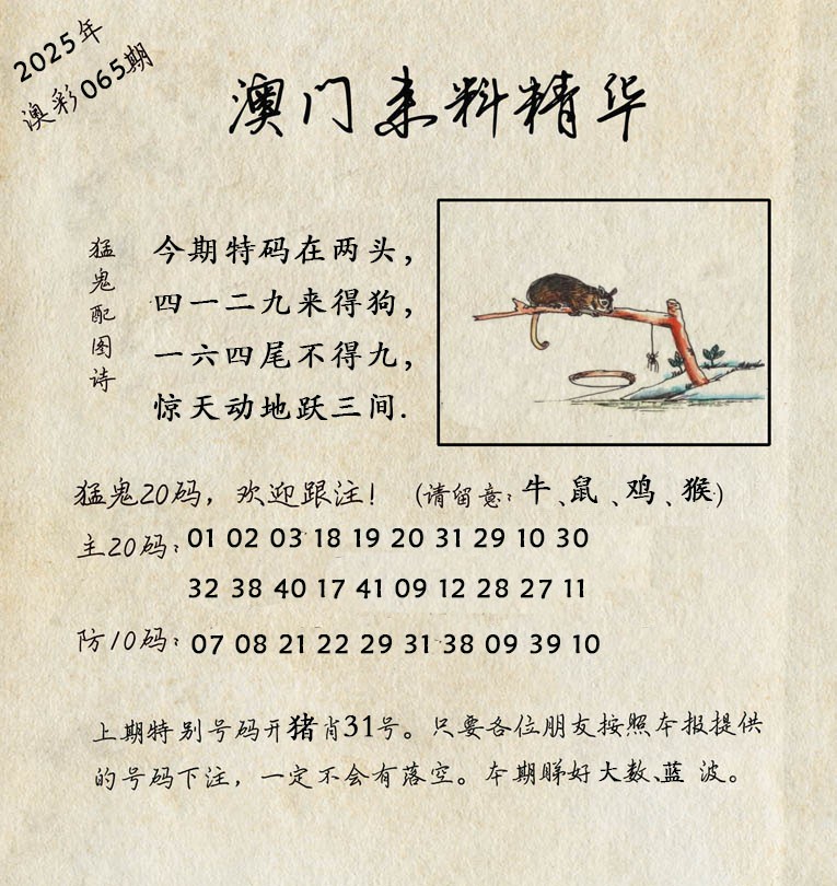 2025065期澳门来料精华