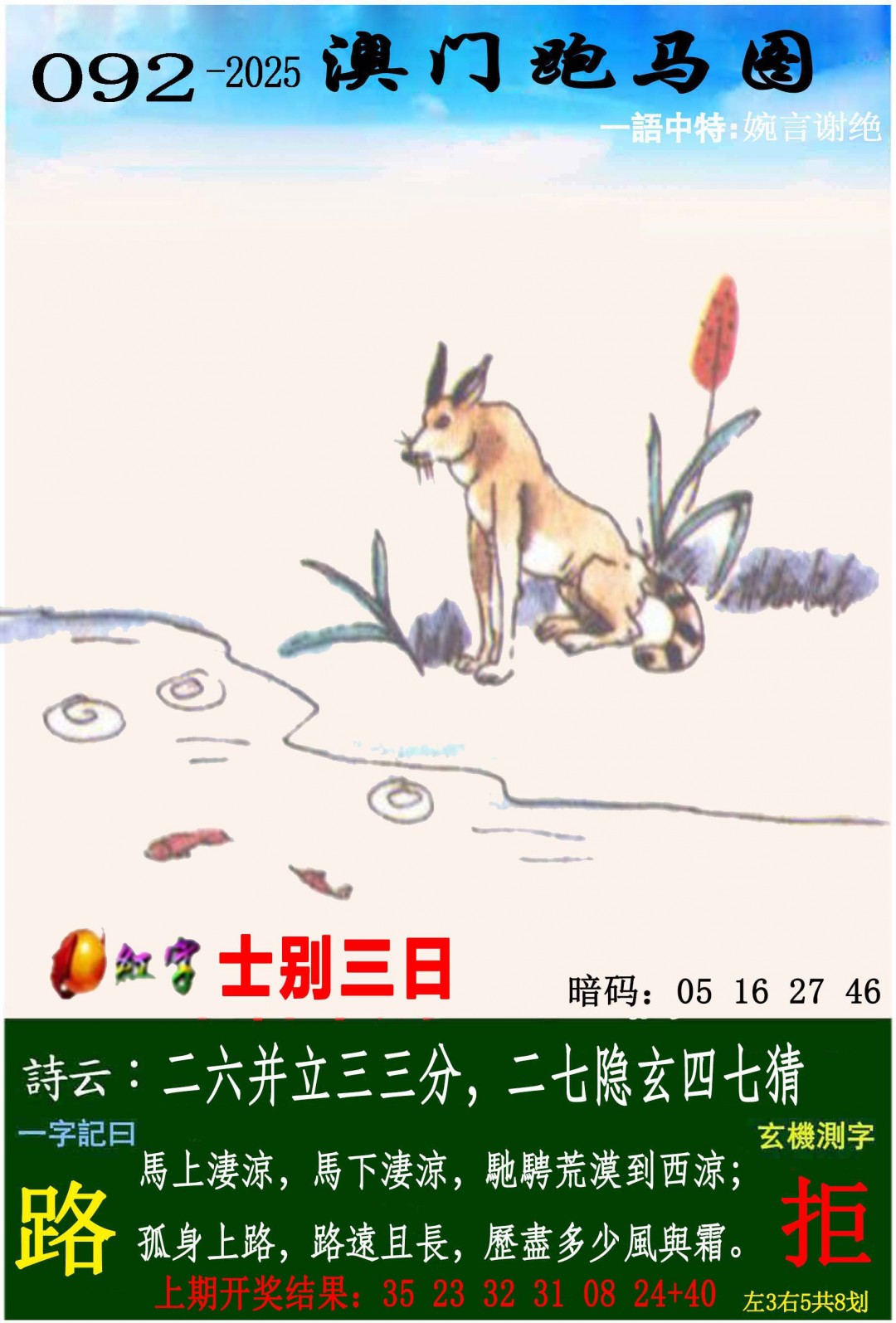 2025092期跑马图