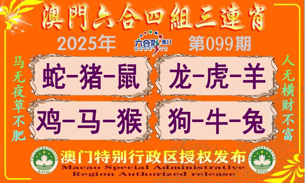 2025099期六合四组三连肖