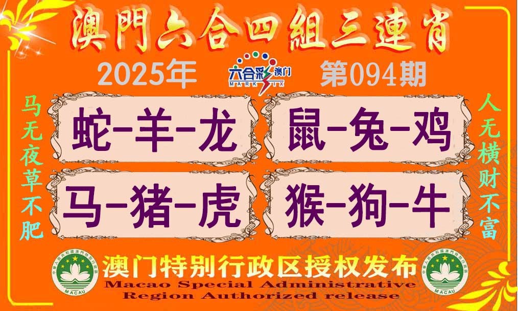 2025094期六合四组三连肖