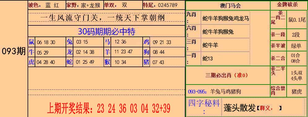 2025093期30码中特