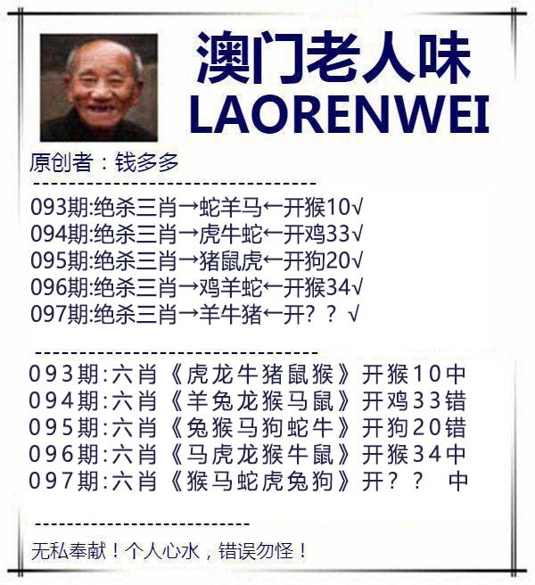 2025097期澳门老人味
