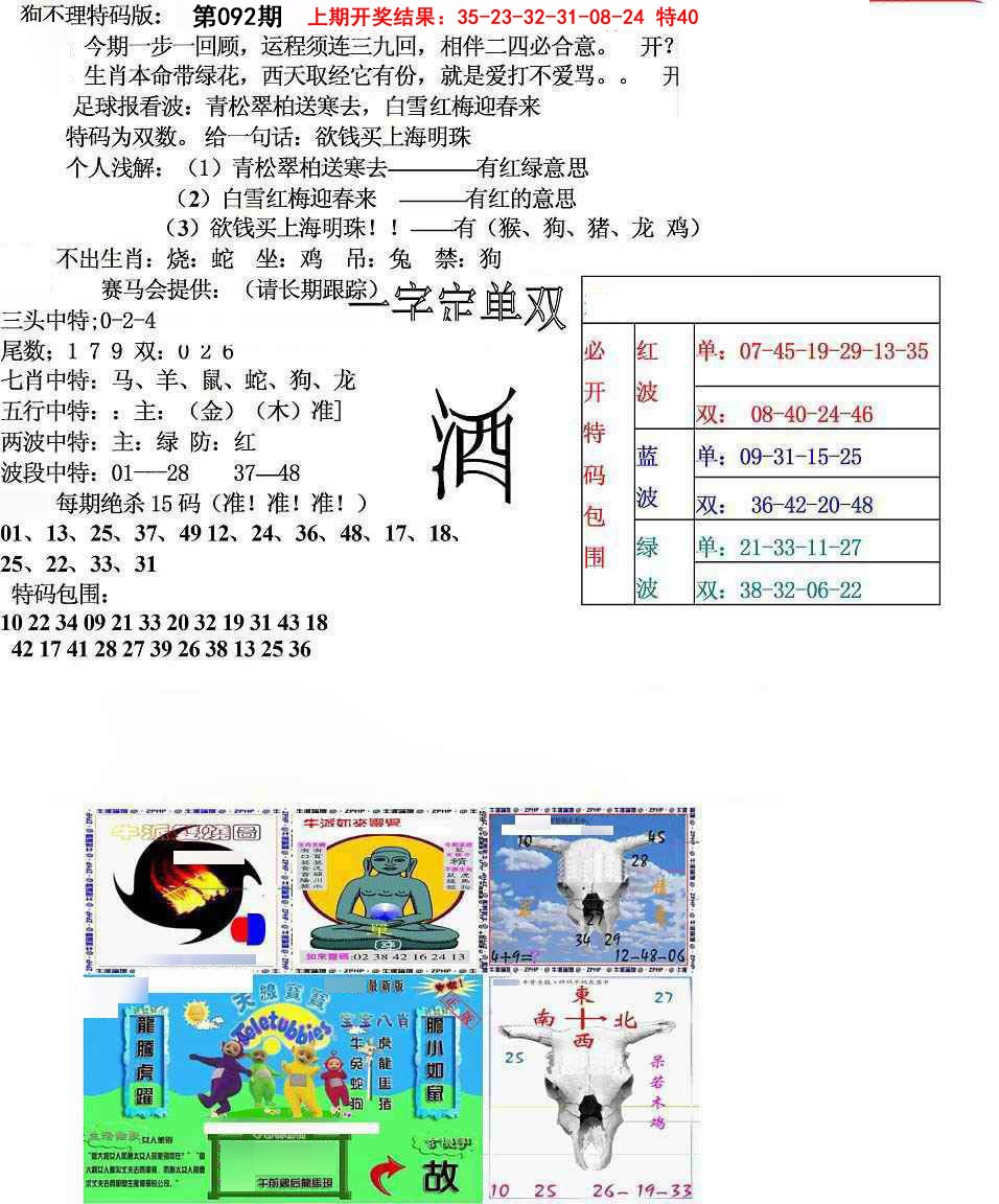 2025092期狗不理特码报