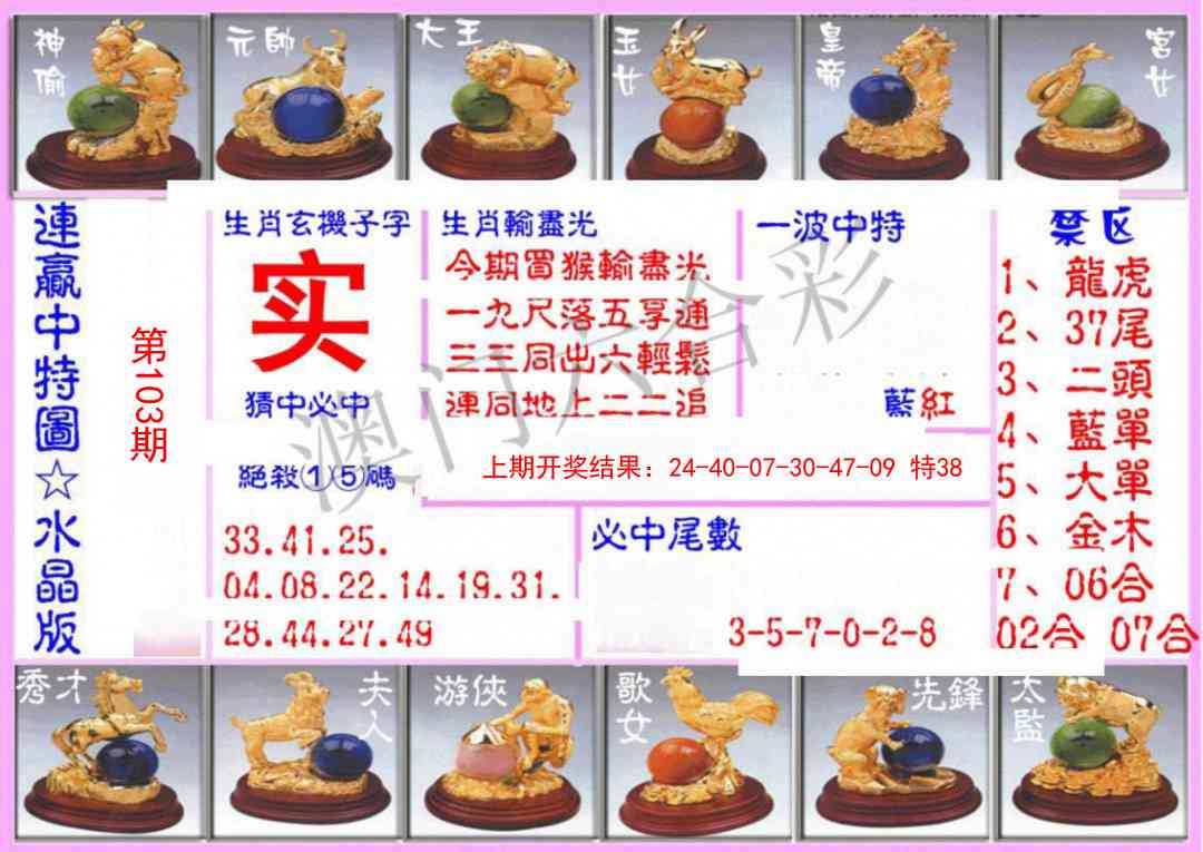 2025103期连赢中特图（水晶版）