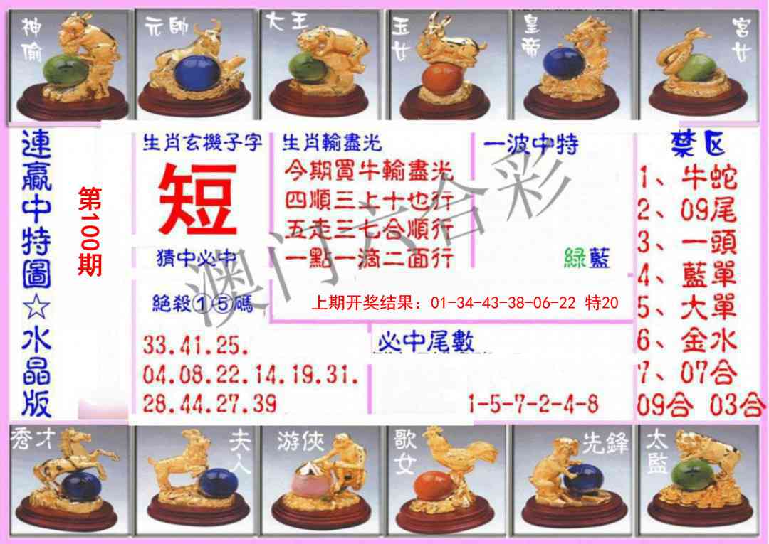 2025100期连赢中特图（水晶版）