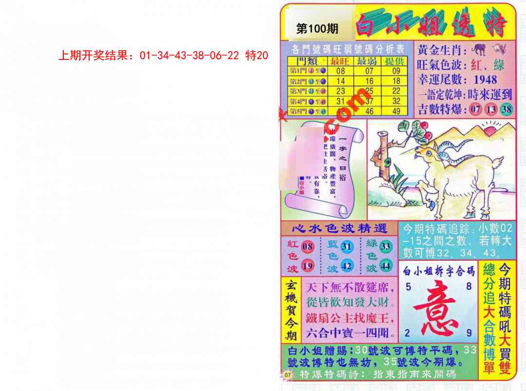 2025100期白小姐透特