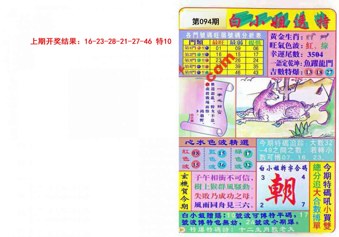 2025094期白小姐透特