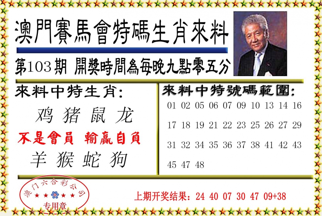 2025103期特码生肖来料
