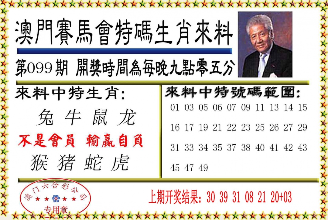 2025099期特码生肖来料