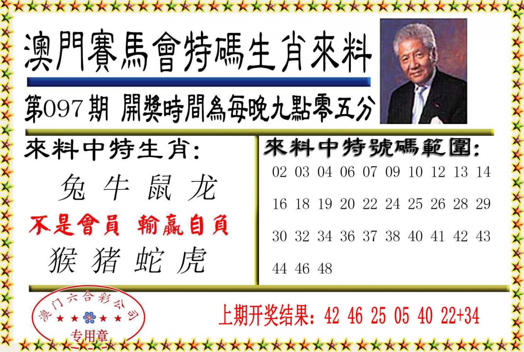 2025097期特码生肖来料