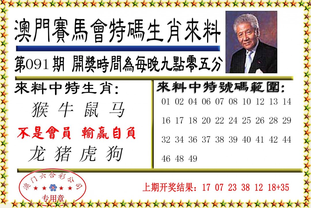 2025091期特码生肖来料