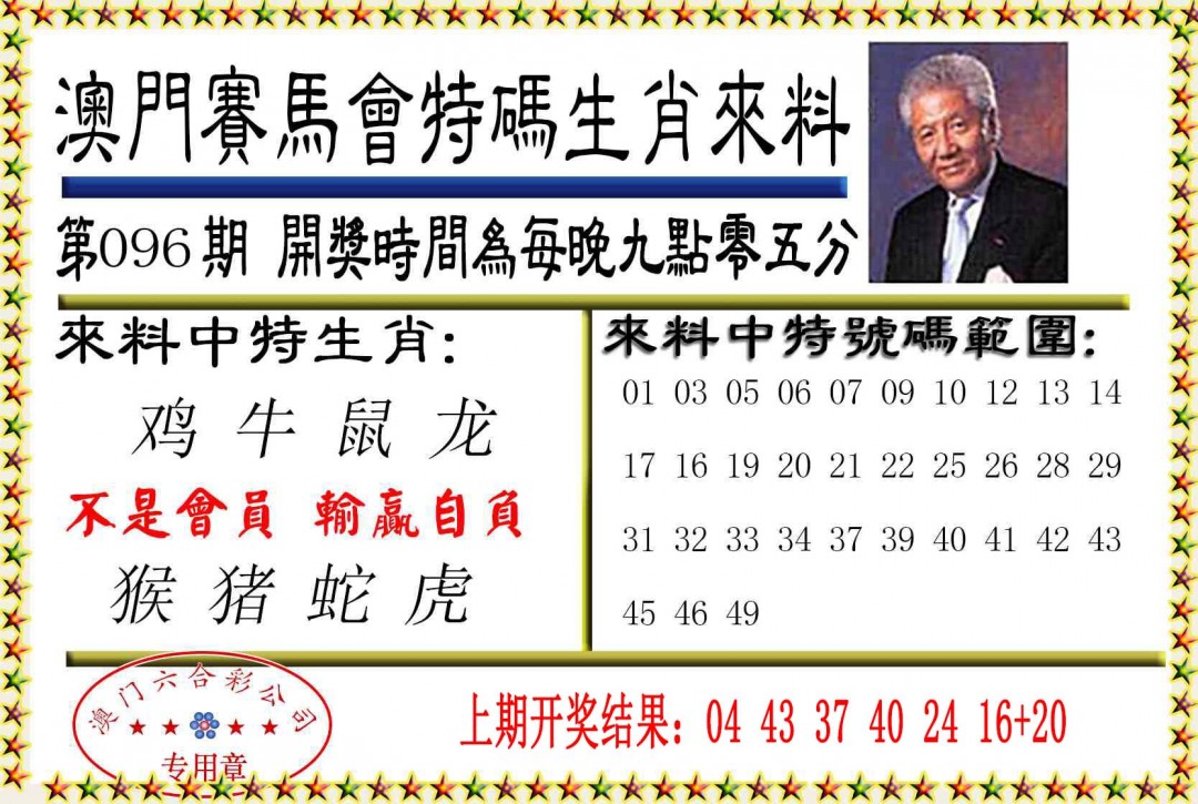 2025096期特码生肖来料