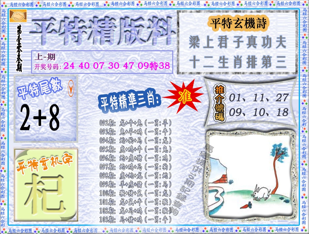 2025103期平特精版料
