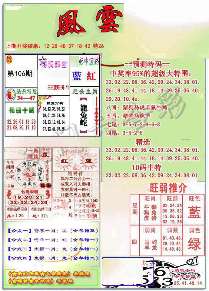2025106期风云榜
