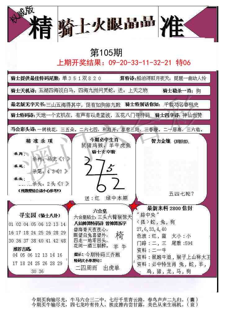2025105期骑士火眼晶晶a