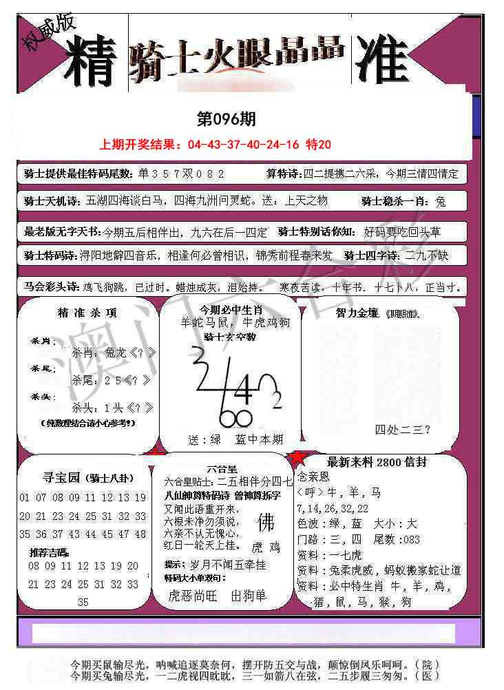 2025096期骑士火眼晶晶a