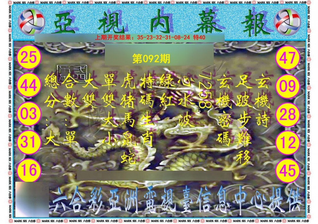 2025092期亚视内幕报