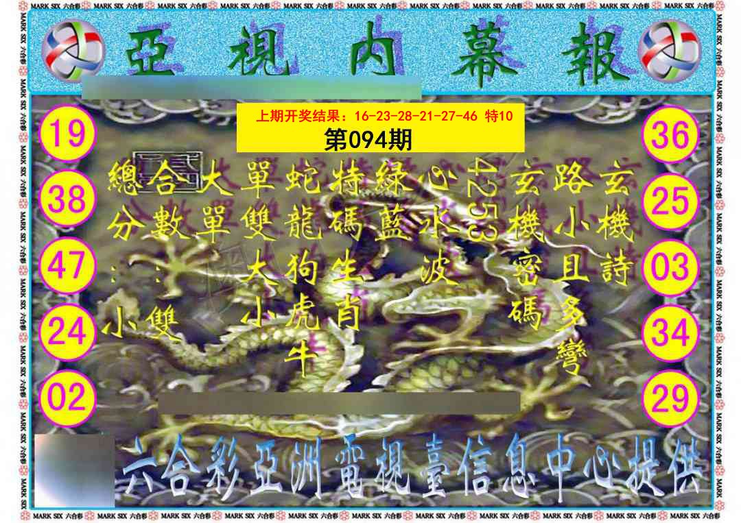 2025094期亚视内幕报