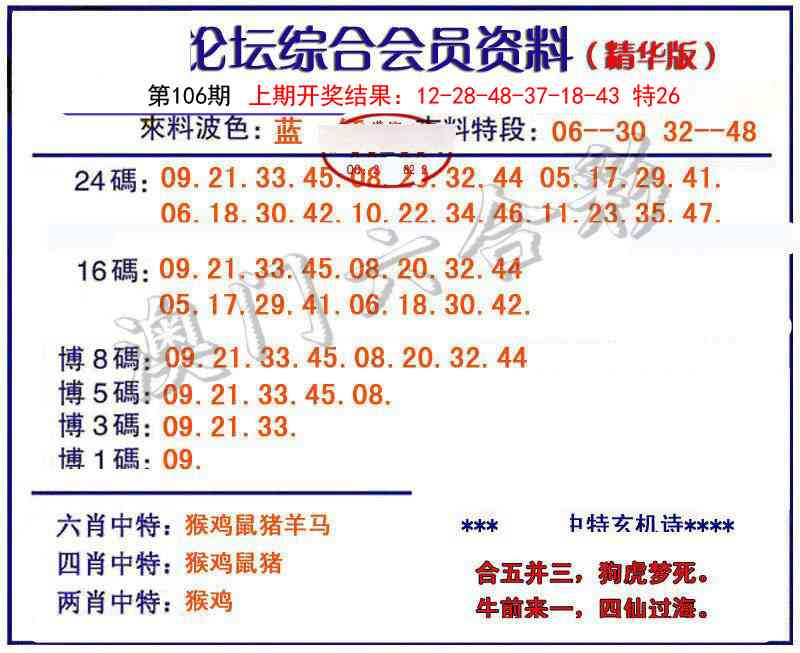 2025106期综合会员资料