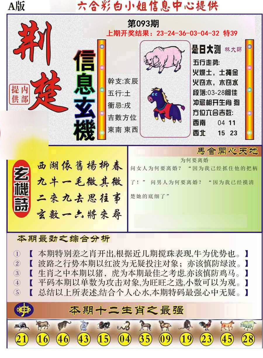2025093期荆楚信息玄机A