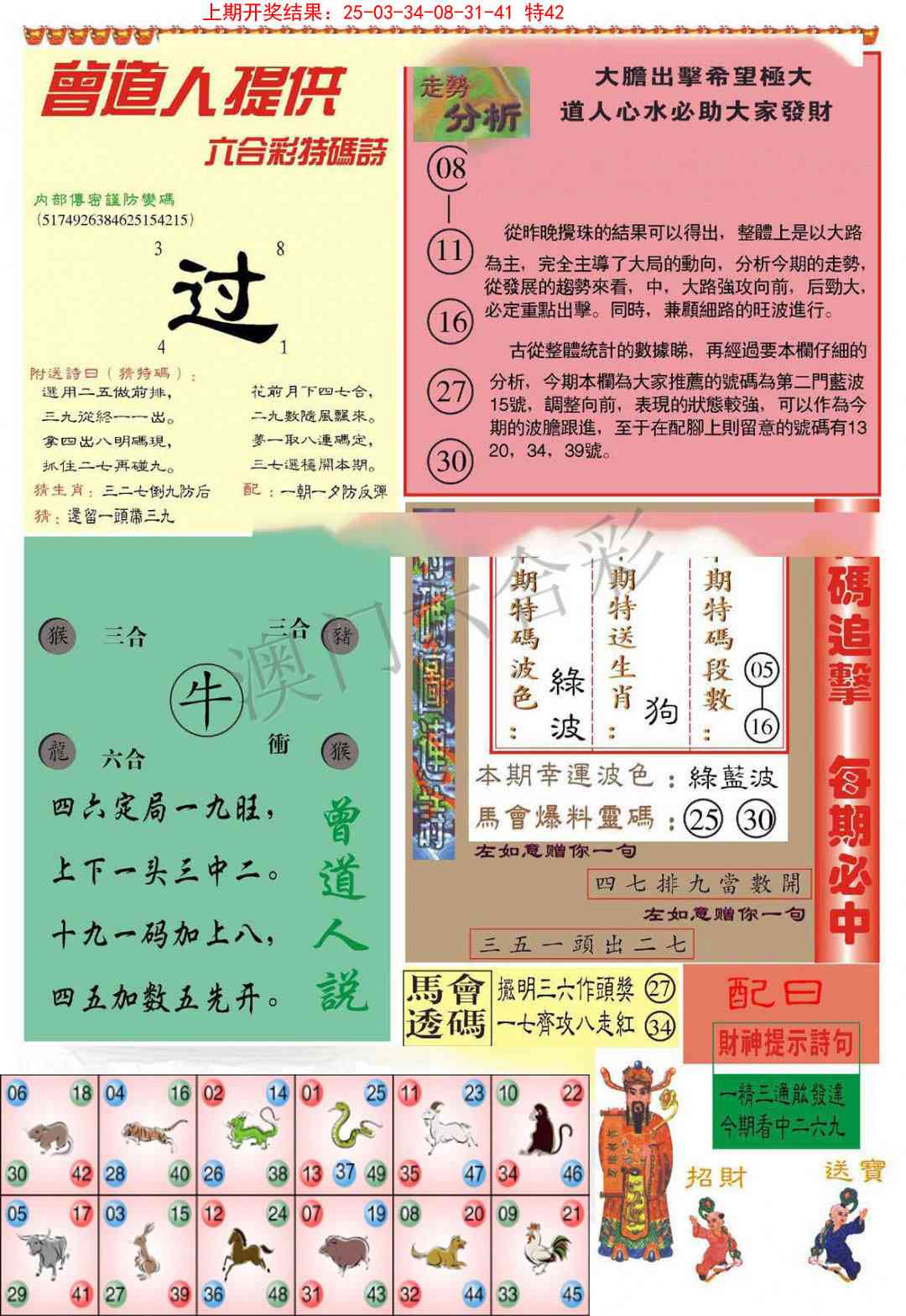 2025101期曾道人内幕B加大版