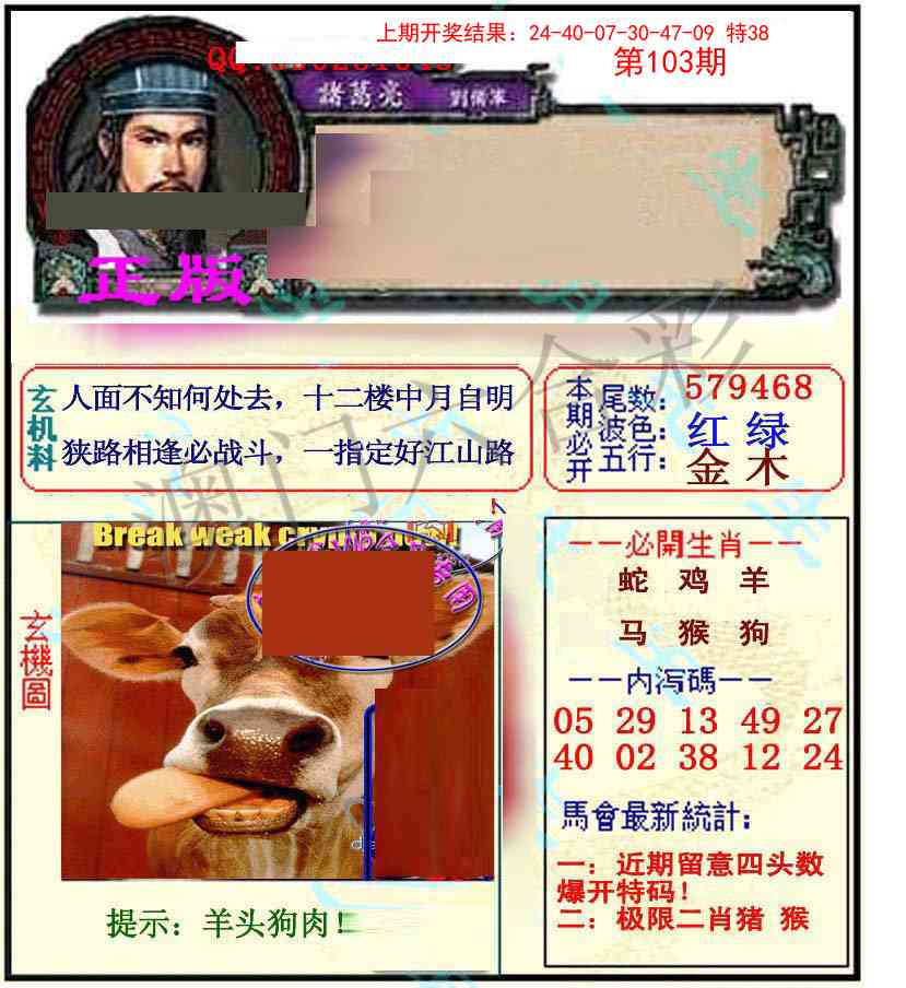 2025103期正宗孔明