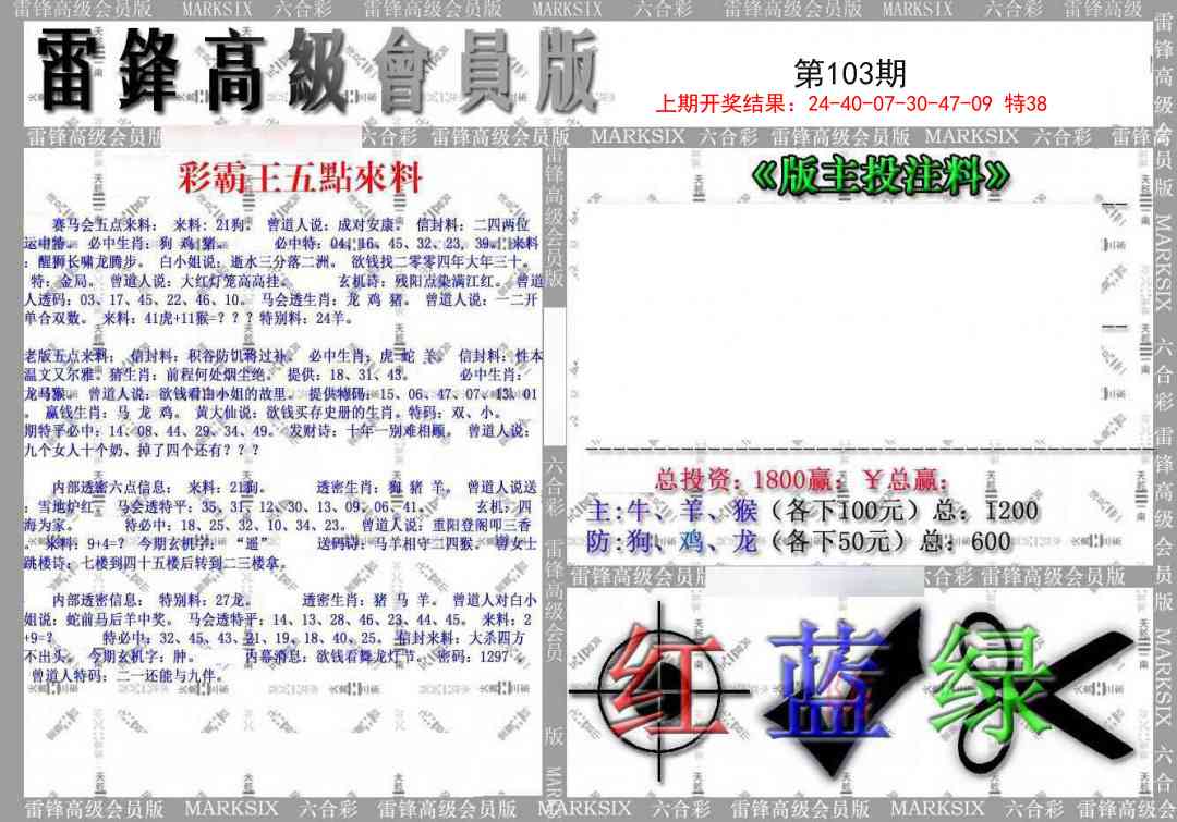 2025103期(假)雷锋高级会员版
