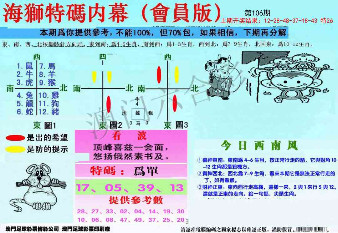 2025106期另版海狮特码内幕报