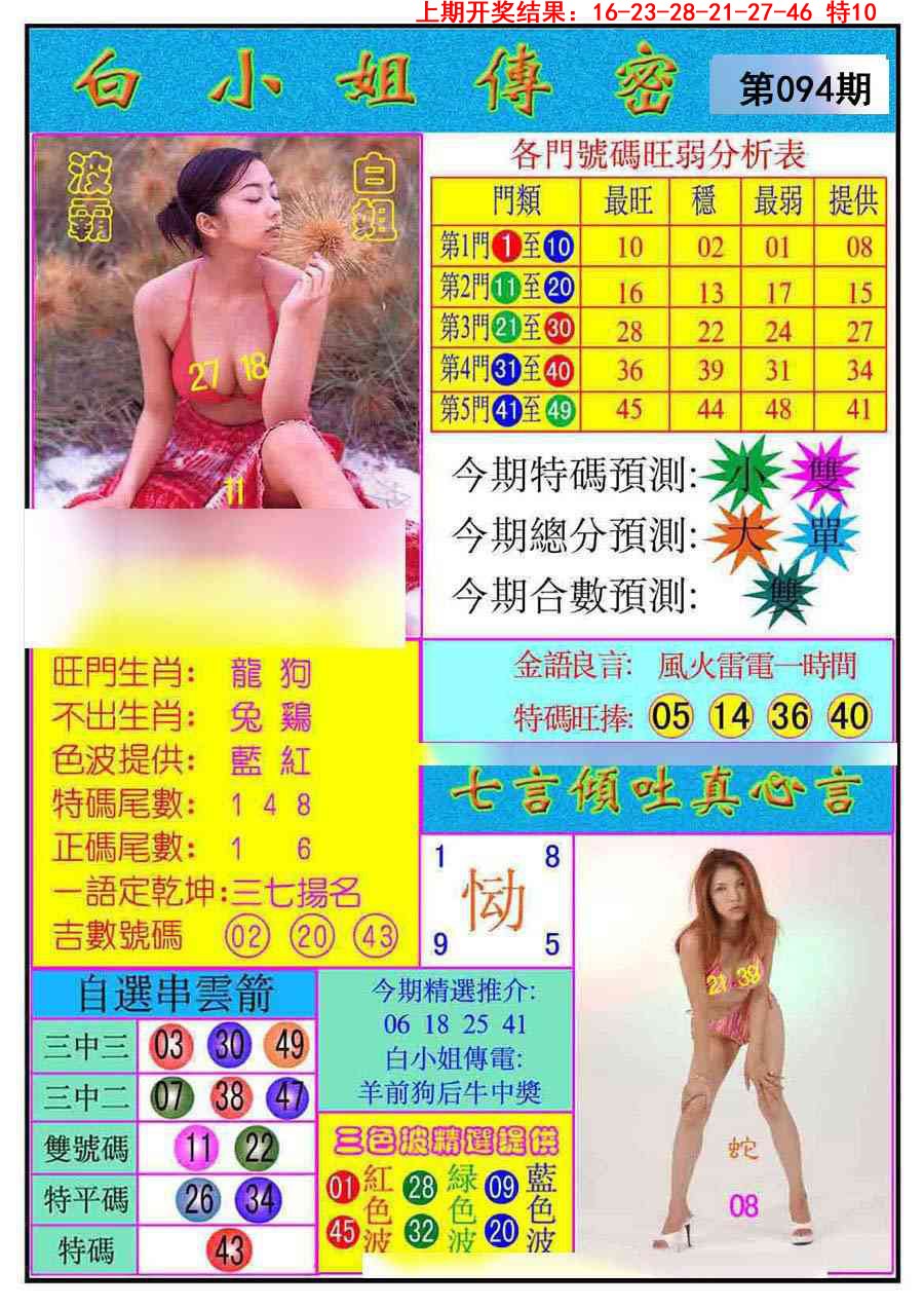 2025094期白小姐传密