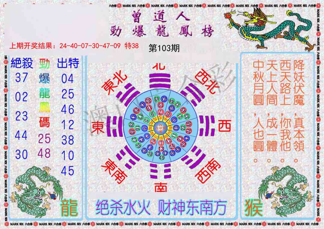 2025103期曾道人劲爆龙凤榜