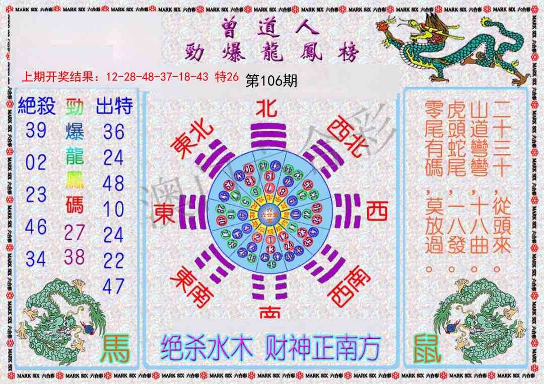 2025106期曾道人劲爆龙凤榜