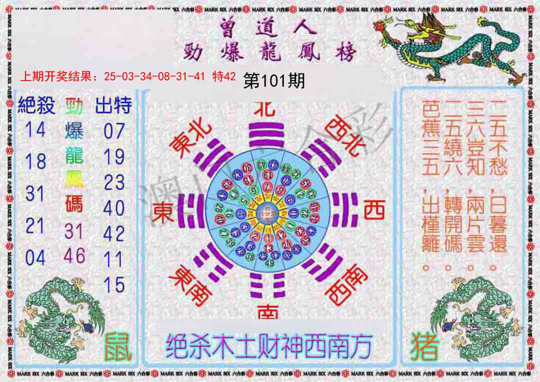 2025101期曾道人劲爆龙凤榜