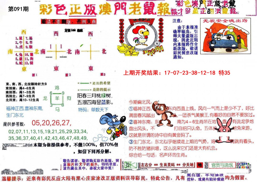 2025091期彩色正版澳门老鼠报