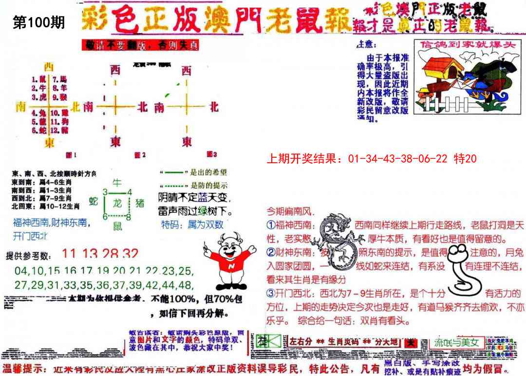 2025100期彩色正版澳门老鼠报