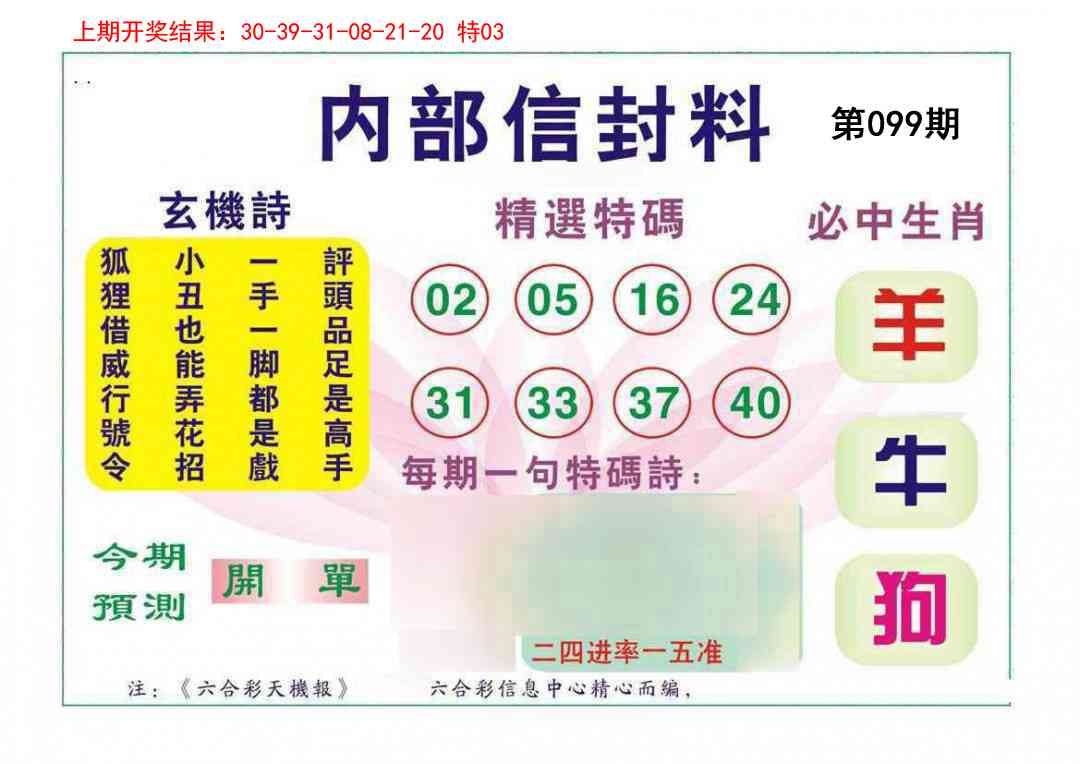 2025099期内部信封料