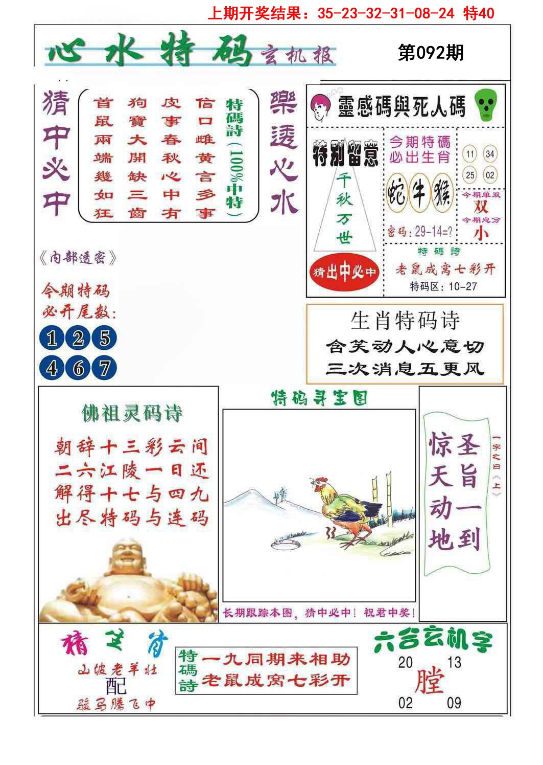 2025092期心水特码