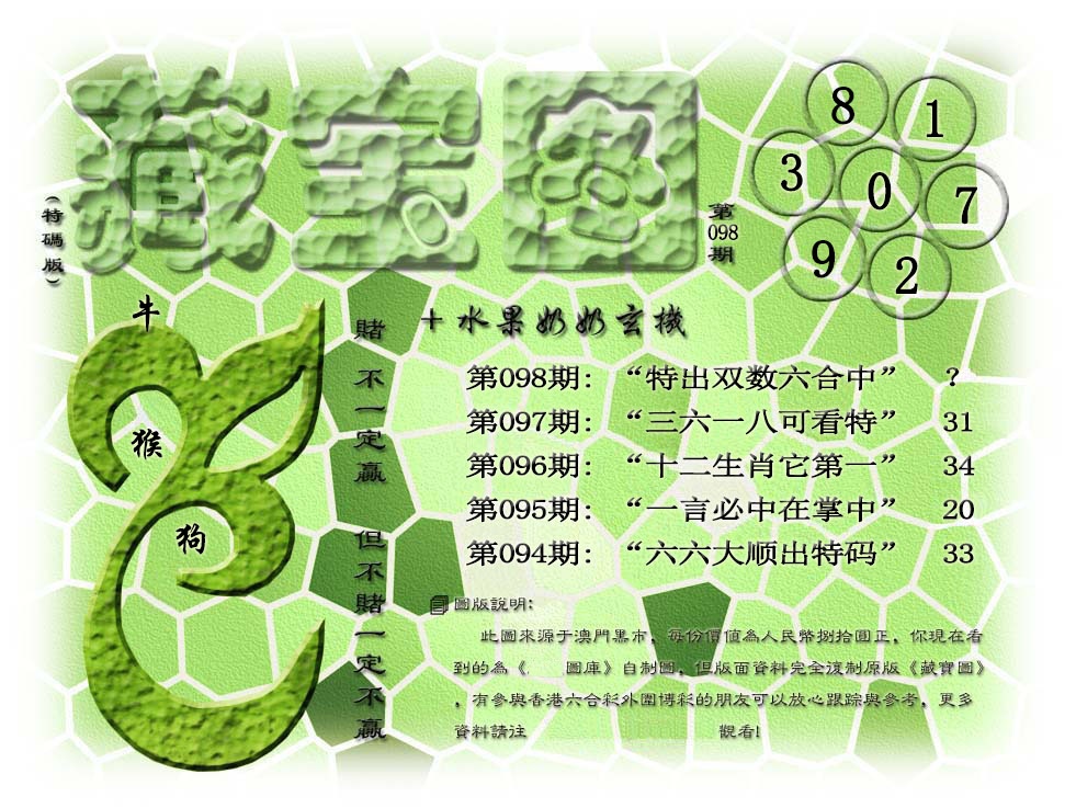 2025098期(水果奶奶藏宝图)正版