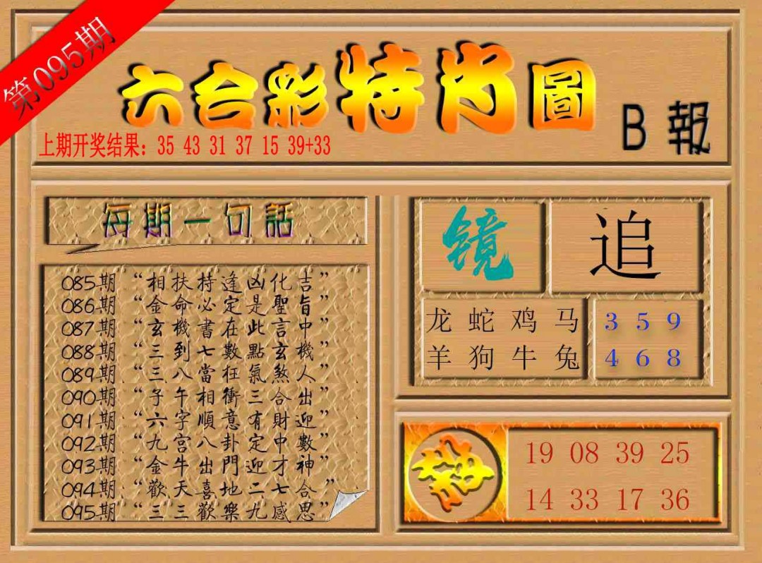 2025095期六合彩特肖图b