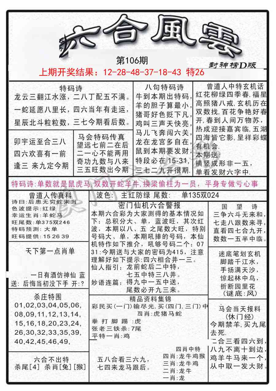 2025106期六合风云A