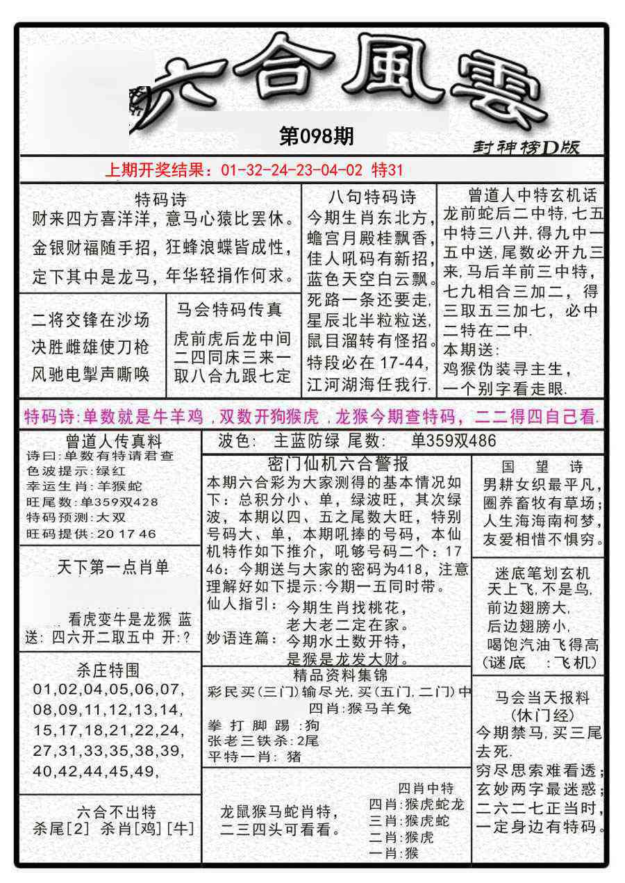 2025098期六合风云A